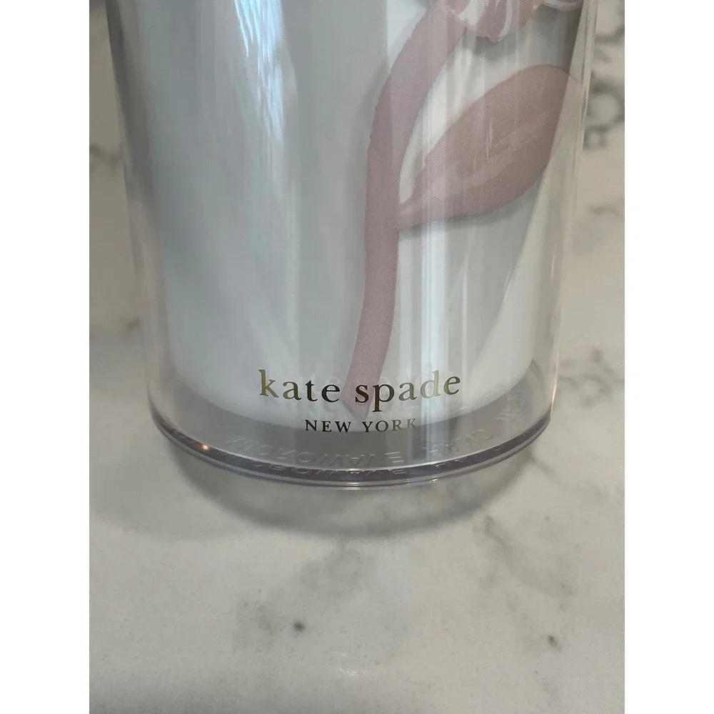 Kate Spade New York Pink‎ Floral Tulip Acrylic Tumbler Insulated Travel Cupp